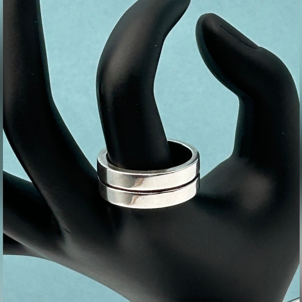 RARE Silpada 925 Sterling Silver Unisex Vintage Double Split Band Size 11 R0351 - Picture 2 of 15